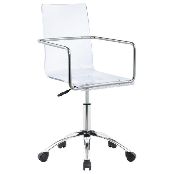English Elm Clear Acrylic Office Chair with Chrome Frame, Modern Swivel Height-Adjustable Design for Home Office B062P153792