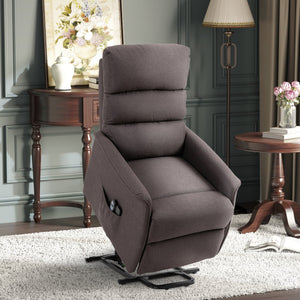 English Elm Electric Power Lift Recliner Chair with Remote Control, Linen-Feel Upholstery, Pocketed Comfort Brown W2225P155577