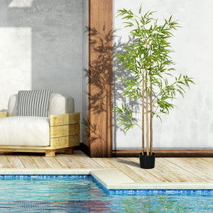 English Elm 6FT Artificial Bamboo Tree in Black Nursery Pot, Realistic 924 Leaves, Durable Indoor Decor (90) W2225P155575