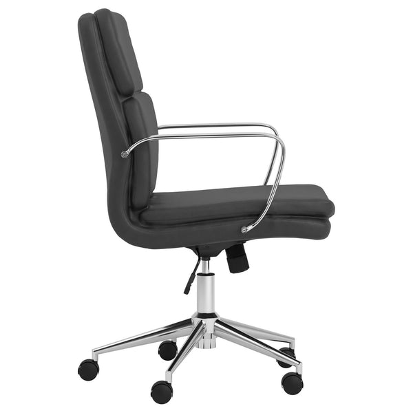 English Elm Black Modern Height-Adjustable Rolling Office Chair with Chrome Arms & Base, Sleek Seamed Leatherette Design B062P153791