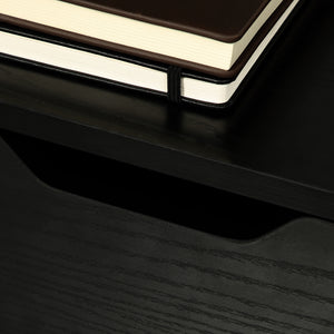 English Elm 3 Drawer Office Storage Cabinet with Locking Casters, Under-Desk Black Wood Grain Organizer, Compact and Mobile W2225P155597