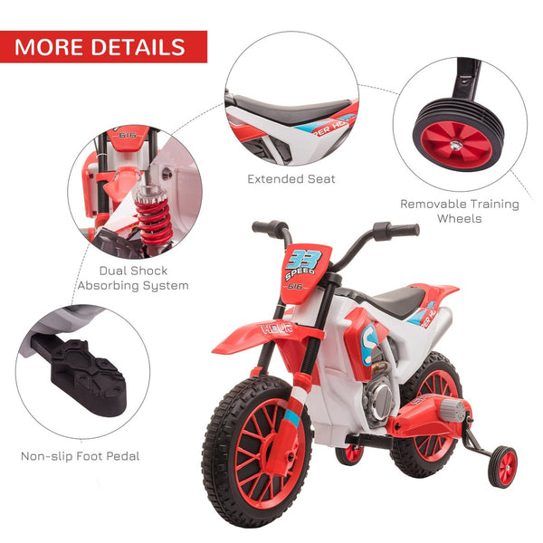 English Elm 12v Kids Electric Dirt Bike Ride on Toy with Training Wheels and Rechargeable Battery W2225P155638