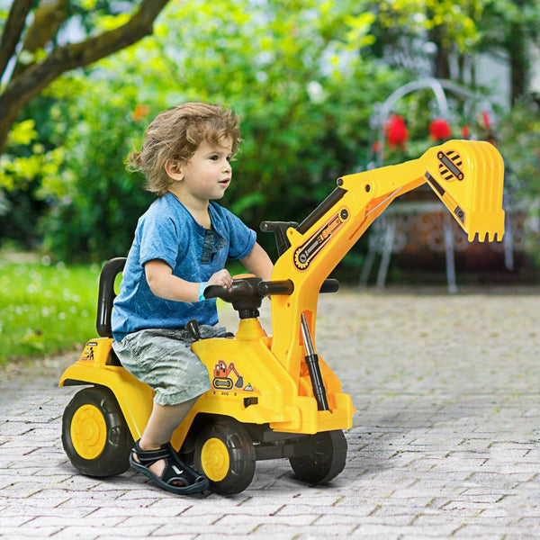 English Elm Ride on Excavator Toddler Scoot Toy with Bucket Horn and Under Seat Storage W2225P155628