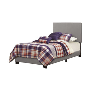 English Elm Grey Luxury Faux Leather Twin Panel Bed with Modern Upholstery, Black Legs, Durable Hardwood Frame B062P155554