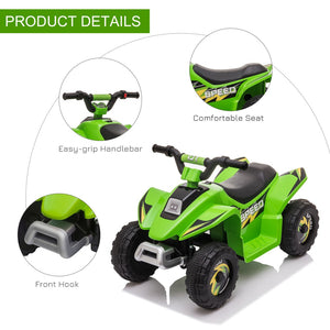 English Elm 6v Kids Battery Powered Toddler Atv Quad Ride on with Steel Frame Forward Reverse Green W2225P155636