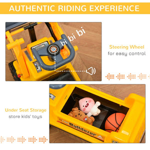English Elm Kids Foot-powered Bulldozer Ride-on with Digging Bucket and Durable All-terrain Wheels W2225P155626