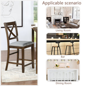 English Elm Counter Height Chairs Set Of 4 - Stylish Barstools With Padded Seats For Dining Room & Kitchen W1998126383