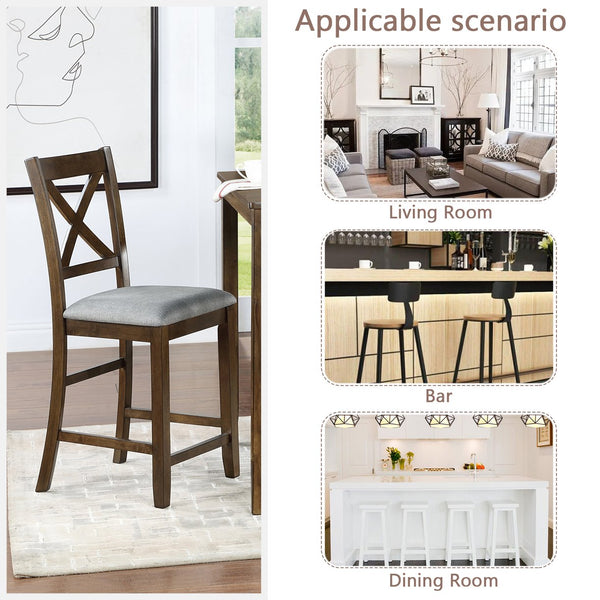 English Elm Counter Height Chairs Set Of 4 - Stylish Barstools With Padded Seats For Dining Room & Kitchen W1998126383