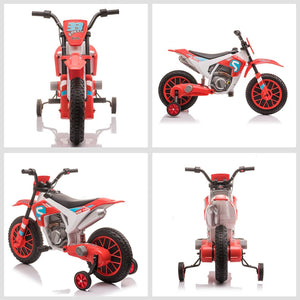 English Elm 12v Kids Electric Dirt Bike Ride on Toy with Training Wheels and Rechargeable Battery W2225P155638
