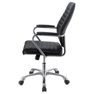 English Elm Black Height Adjustable Swivel Office Chair – Sleek Chrome Accents, Ergonomic Comfort & Modern Style B062P153797