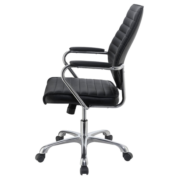 English Elm Black Height Adjustable Swivel Office Chair – Sleek Chrome Accents, Ergonomic Comfort & Modern Style B062P153797