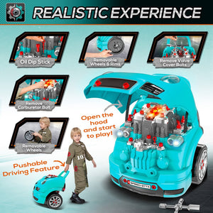 English Elm Kids Truck Engine Workshop Toy 61 Piece Mechanic Set with Sounds and Lights W2225P155632
