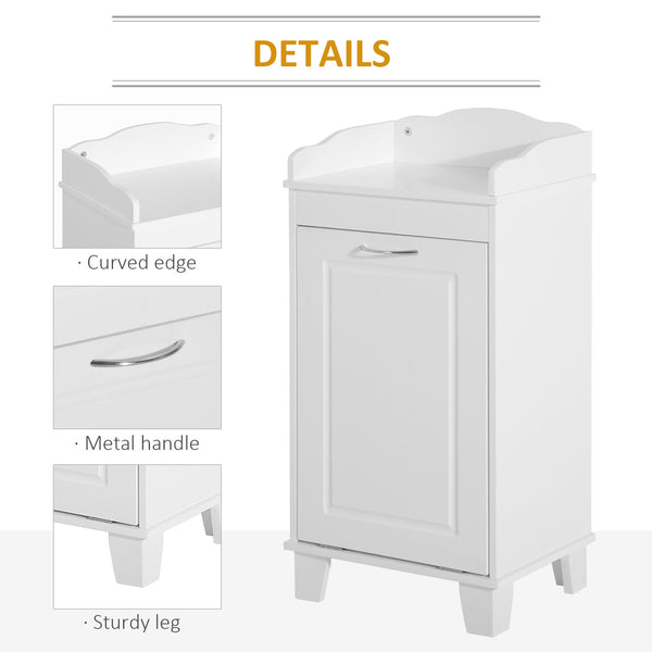 English Elm 31" Tilt Out Laundry Hamper Floor Cabinet with Pull-Out Basket, White Bathroom Organizer, 66 lb Capacity, Space-Saving Design W2225P155593