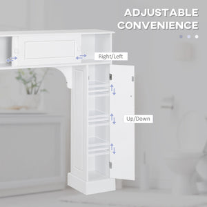English Elm Over Over the Toilet Bathroom Cabinet with Adjustable Shelves, Sliding Doors, Anti-Tip Design, White W2225P155576