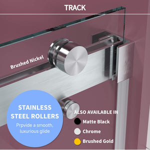 English Elm 68'' Frameless Double Sliding Shower Door with Tempered Glass and Spa Inspired Design Brushed Nickel B133P156471