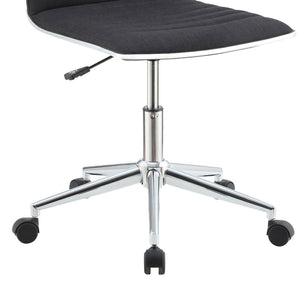 English Elm Black Armless Office Chair With Chrome Base, Adjustable Height & Smooth Casters For Modern Workspaces B062P153794