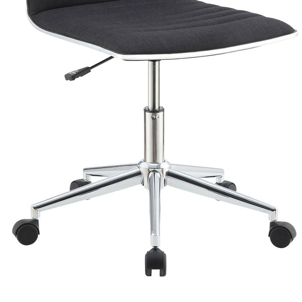 English Elm Black Armless Office Chair With Chrome Base, Adjustable Height & Smooth Casters For Modern Workspaces B062P153794