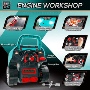English Elm Kids Truck Engine Workshop Toy 61 Piece Mechanic Set with Sounds and Lights W2225P155632
