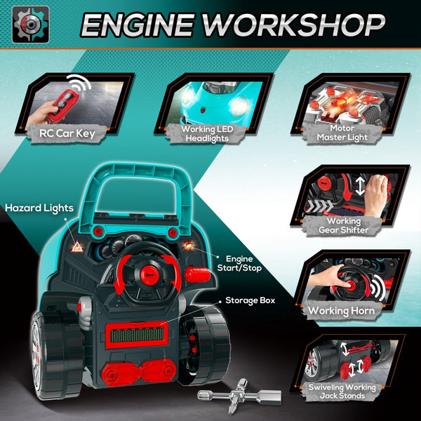English Elm Kids Truck Engine Workshop Toy 61 Piece Mechanic Set with Sounds and Lights W2225P155632