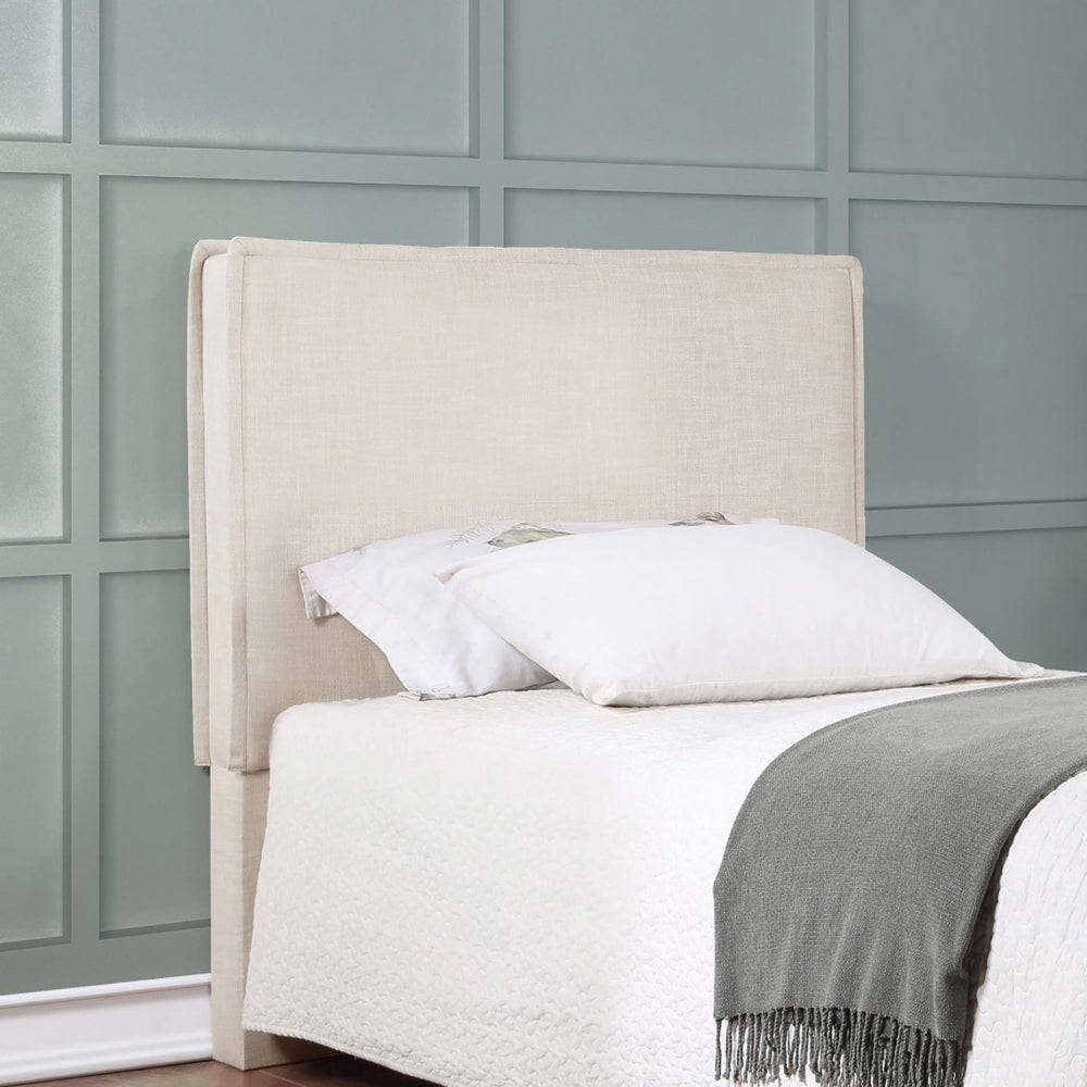 English Elm Sand Fabric Twin Headboard with Raised Flange Border for Modern Minimalist Bedrooms B062P153887