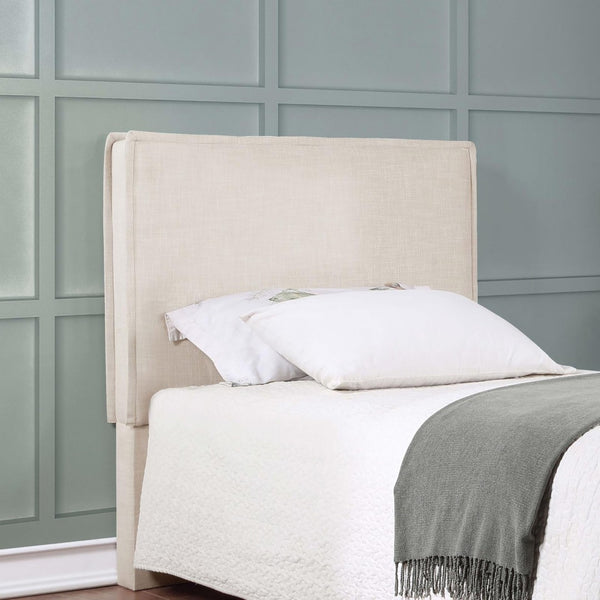 English Elm Sand Fabric Twin Headboard with Raised Flange Border for Modern Minimalist Bedrooms B062P153887