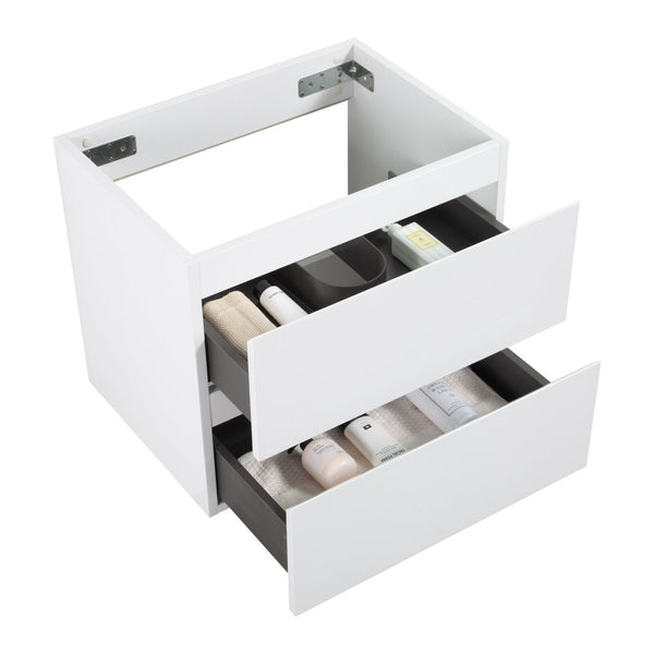 English Elm Alice-24w-201,wall Mount Floating Vanity Two Drawer Handleless White Bath Cabinet W1865107107