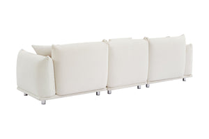 English Elm Originality Mid-Century Curry Lambswool Sherpa 4-Seater Sofa with Metal Legs, Modular Comfort Design White W542S00018