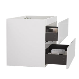 English Elm Alice-24w-201,wall Mount Floating Vanity Two Drawer Handleless White Bath Cabinet W1865107107