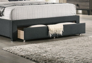 English Elm California King Storage Bed Arched Tufted Burlap Headboard Contemporary Bedroom Frame B011S02050