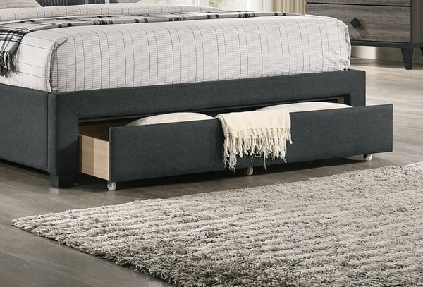 English Elm California King Storage Bed Arched Tufted Burlap Headboard Contemporary Bedroom Frame B011S02050
