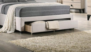English Elm Light Burlap Queen Storage Bed with Button Tufted Arch Headboard for Modern Bedroom Light Brown B011S00708