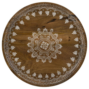 English Elm Honey Natural Mango 2-Piece Nesting Tables with Gunmetal Iron Frame, Round Tiered Accent Tables for Living Room Decor B062P153891