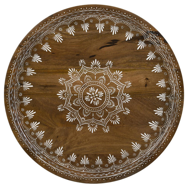 English Elm Honey Natural Mango 2-Piece Nesting Tables with Gunmetal Iron Frame, Round Tiered Accent Tables for Living Room Decor B062P153891