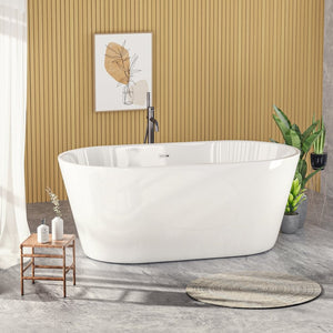 English Elm 55" Acrylic Freestanding Soaking Tub Glossy White Spa Bath with Chrome Drain Cupc W1920P194798