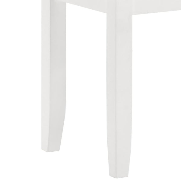 English Elm Glossy White Vanity Stool with Padded Seat, Glossy Wood Frame, Modern Clean Lines, Comfortable Upholstery Seat 18" H B062P153876