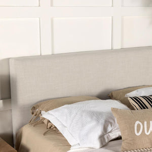 English Elm Sand Fabric Upholstered Headboard Rounded Silhouette for Queen Full Bedroom B062P153883