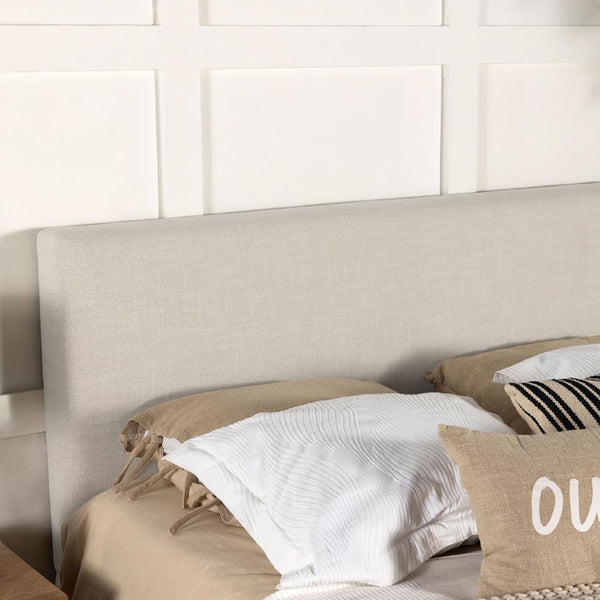 English Elm Sand Fabric Upholstered Headboard Rounded Silhouette for Queen Full Bedroom B062P153883