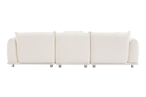 English Elm Originality Mid-Century Curry Lambswool Sherpa 4-Seater Sofa with Metal Legs, Modular Comfort Design White W542S00018
