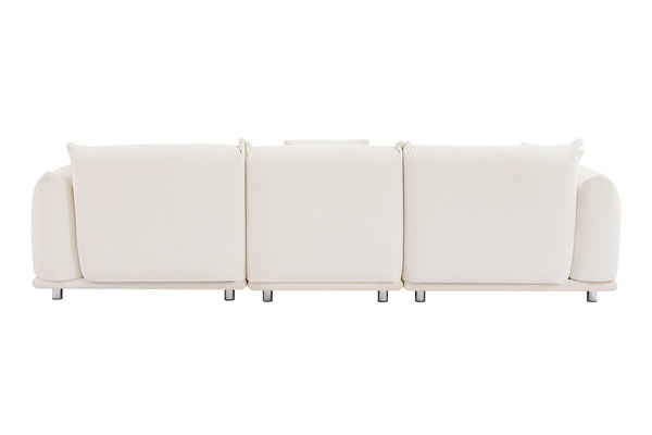 English Elm Originality Mid-Century Curry Lambswool Sherpa 4-Seater Sofa with Metal Legs, Modular Comfort Design White W542S00018