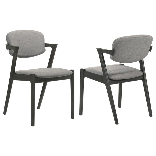 English Elm Brown Brown Grey Upholstered Dining Chairs Set of 2 – Mid-Century Z-Shape Vintage Flair, Black Frame Finish B062P153895