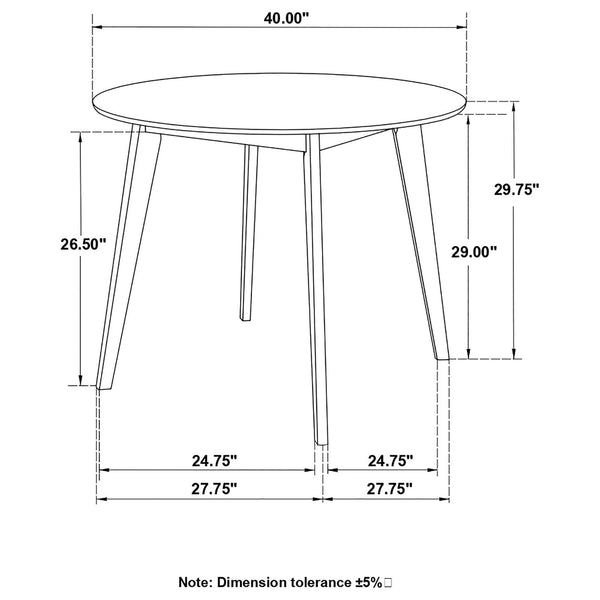 English Elm Matte Round Dining Table 40" | Mid-Century Modern Matte White Top, Natural Angled Legs, Compact Chic B062P153868