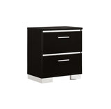 English Elm Contemporary 1 Piece Nightstand Black Color High Gloss Lacquer Coating Chrome Handles and Feet Bedside Table W Usb Charger Bedroom Furniture