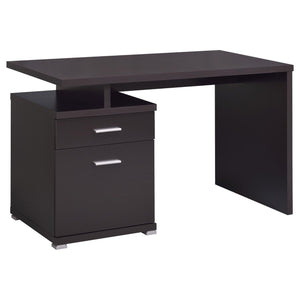 English Elm Cappuccino Contemporary 2-Drawer Reversible Office Desk with File Drawer, Open Cubbies, Sleek Storage Options B062P153862
