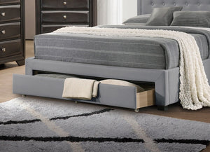 English Elm Light Grey Burlap Twin Bed Arched Tufted Headboard with Under Storage Drawer B011S00707