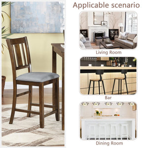 English Elm Dining Chairs Set Of 4 - Elegant Counter Height Kitchen Seating With Padded Linen, Walnut Finish W1998126394