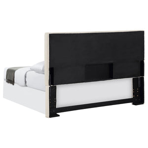 English Elm Sand Fabric Upholstered Headboard Rounded Silhouette for Queen Full Bedroom B062P153883