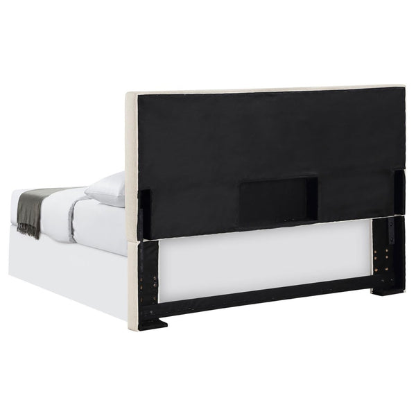 English Elm Sand Fabric Upholstered Headboard Rounded Silhouette for Queen Full Bedroom B062P153883