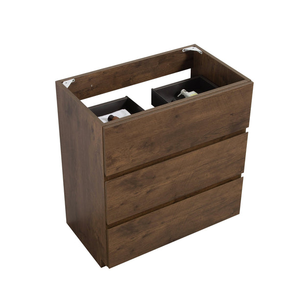 English Elm Alice-24F-105,Floor Cabinet In Walnut Finish – Pre-Assembled With 3 Drawers For Modern Storage Solutions W1865107126