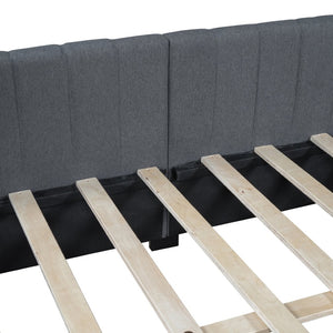 English Elm Full Size Linen Upholstered Daybed with Storage Drawers for Guest Room Studio Gray LP000172AAE