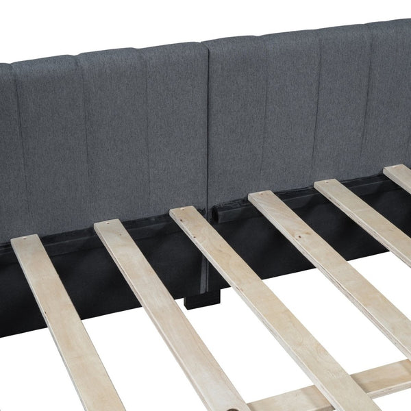 English Elm Full Size Linen Upholstered Daybed with Storage Drawers for Guest Room Studio Gray LP000172AAE